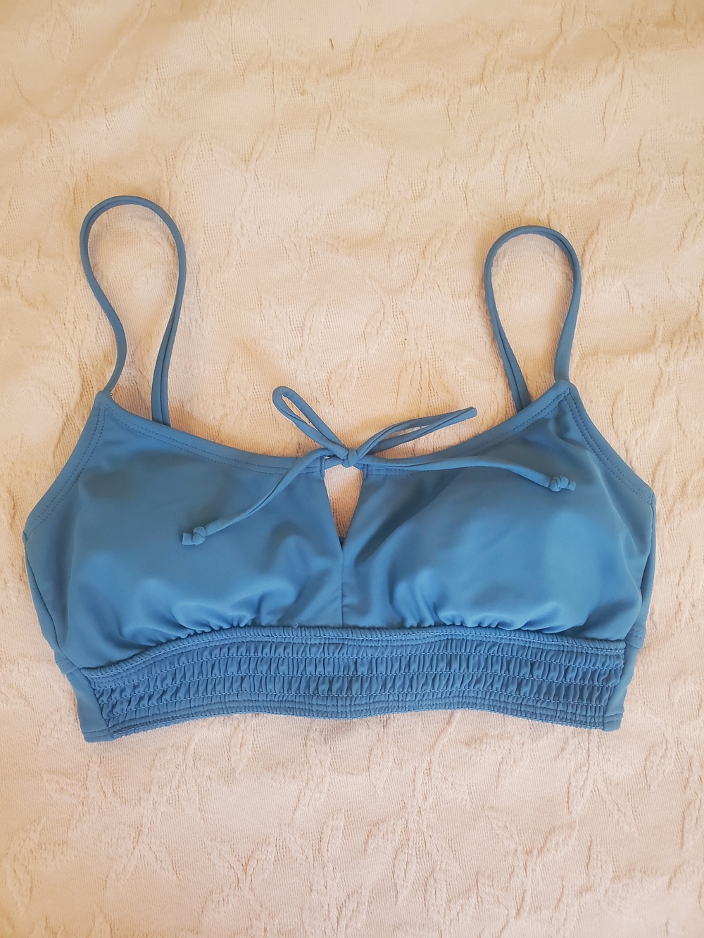 Smocked Blue Bikini Top